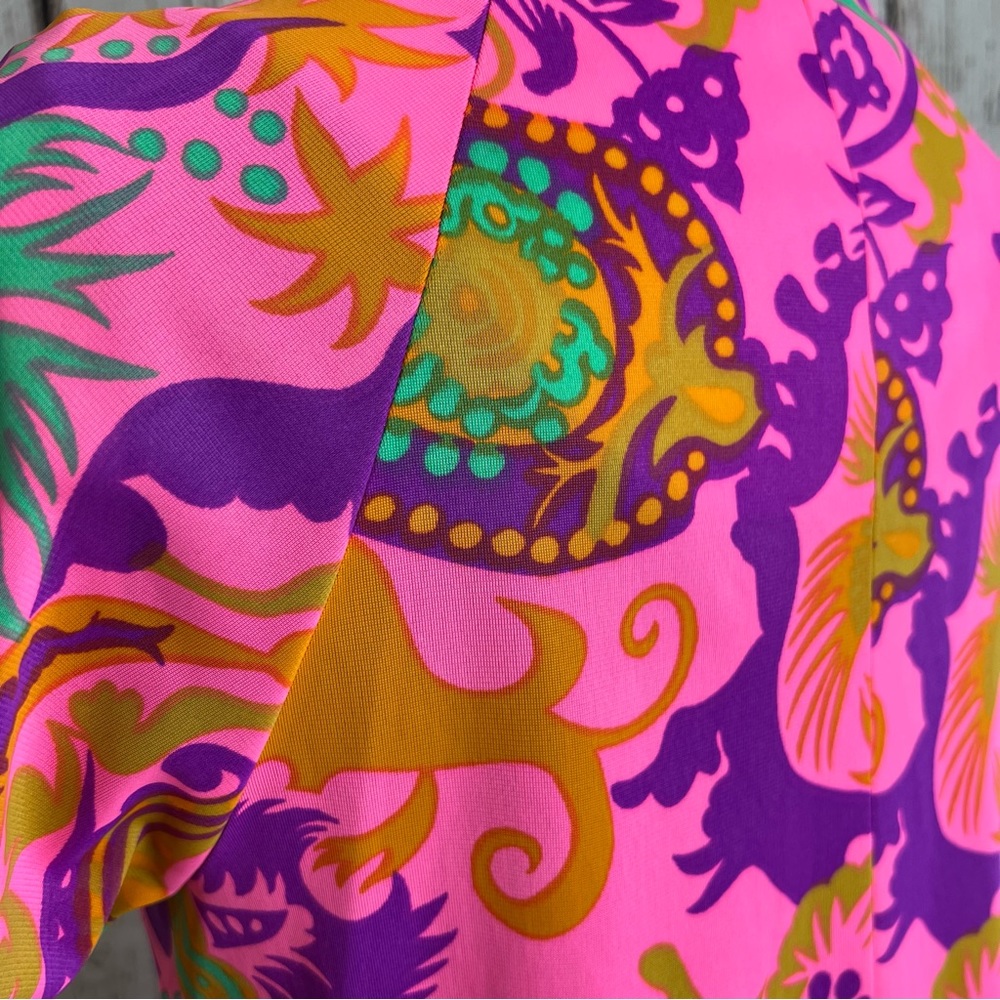 🎉HP🎉 Vintage Val Mode MOD Psychedelic Floral Blouse Shirt Top EUC Size SMALL - Picture 6 of 16